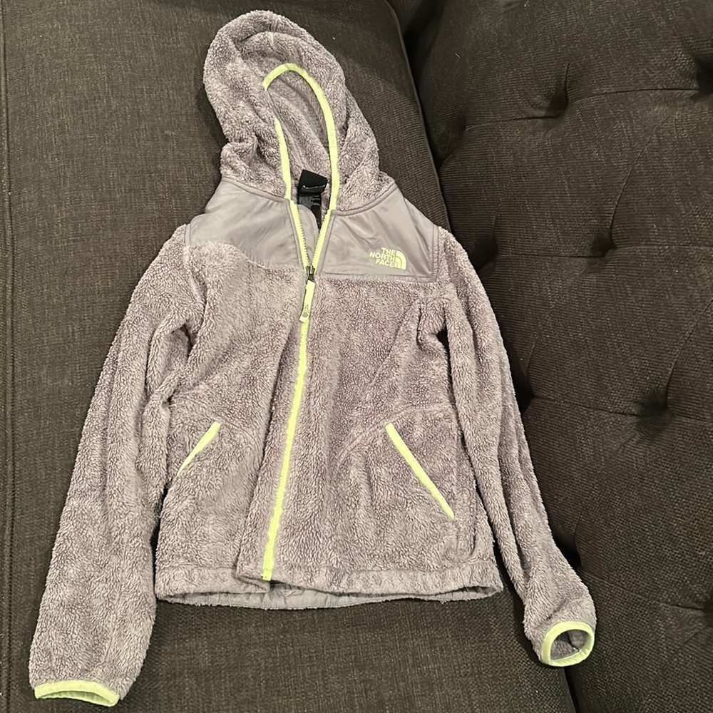 North face gray fleece zipper hoodie jacket